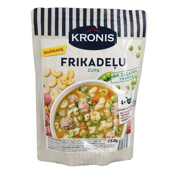 Kronis frikadeļu zupa ar zaļajiem zirnīšiem 530 g, doy pack